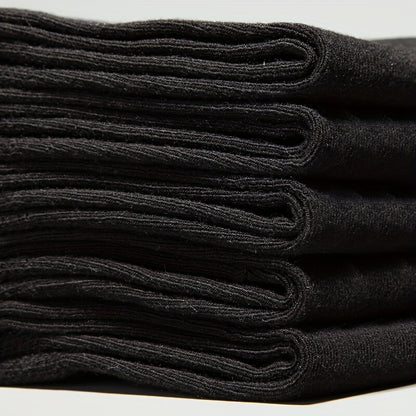 5pairs of Soft, Breathable Men's Black Casual Socks - Perfect for Spring & Summer!