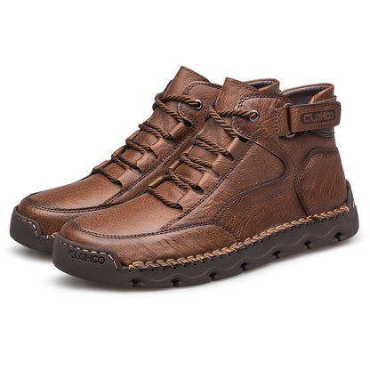 Men's Casual Ankle Boots with Warm Plush Lining, Rubber Sole