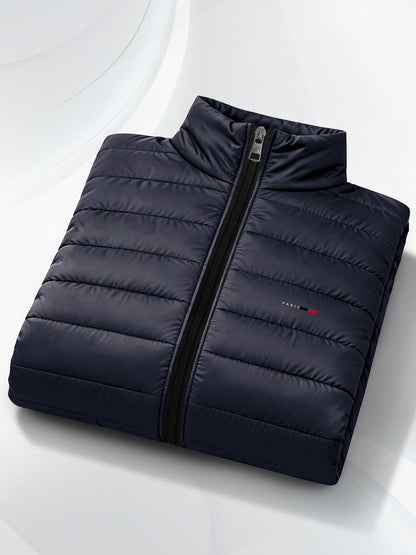 Men's Lightweight Stand Collar Jacket with Zipper Pockets