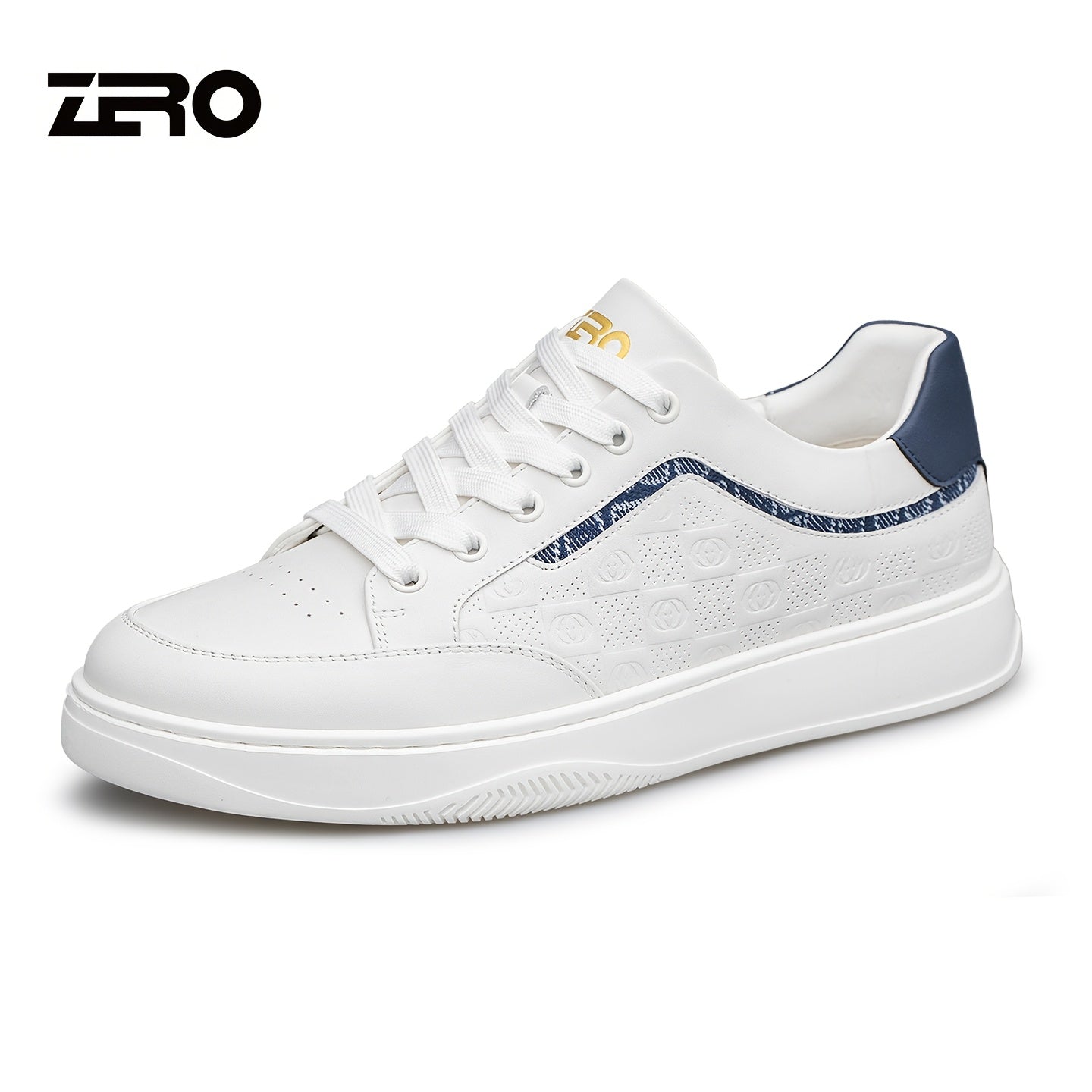 Men's White Cowhide Leather Sneakers Lightweight Casual Style