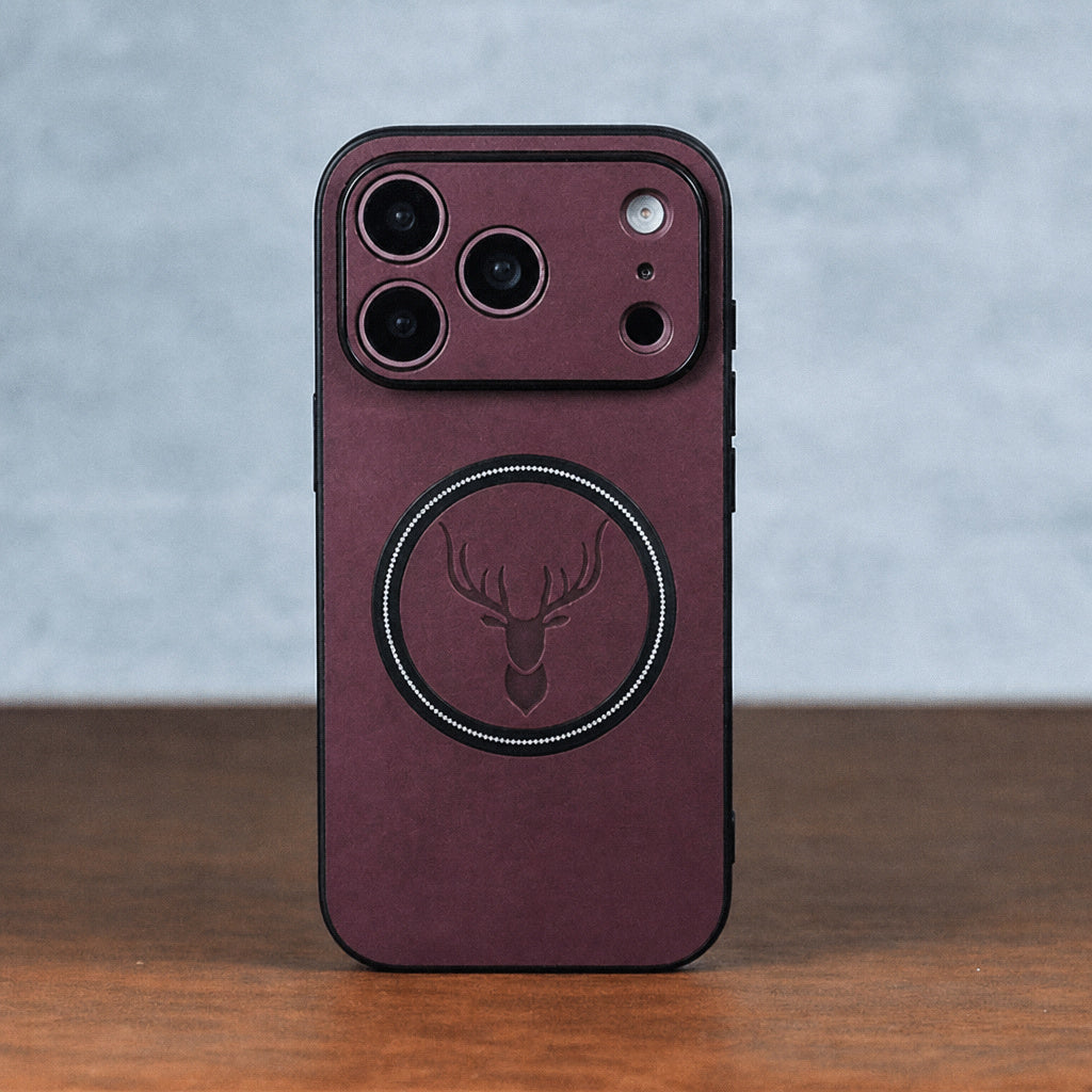 Retro Faux Leather iPhone 18 Pro Max Case with Magnetic Wireless Charg