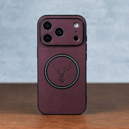Retro Faux Leather iPhone 18 Pro Max Case with Magnetic Wireless Charg