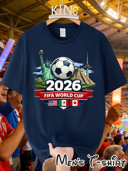 Men's 2026 World Cup Casual Landmark Print Polyester T-Shirt