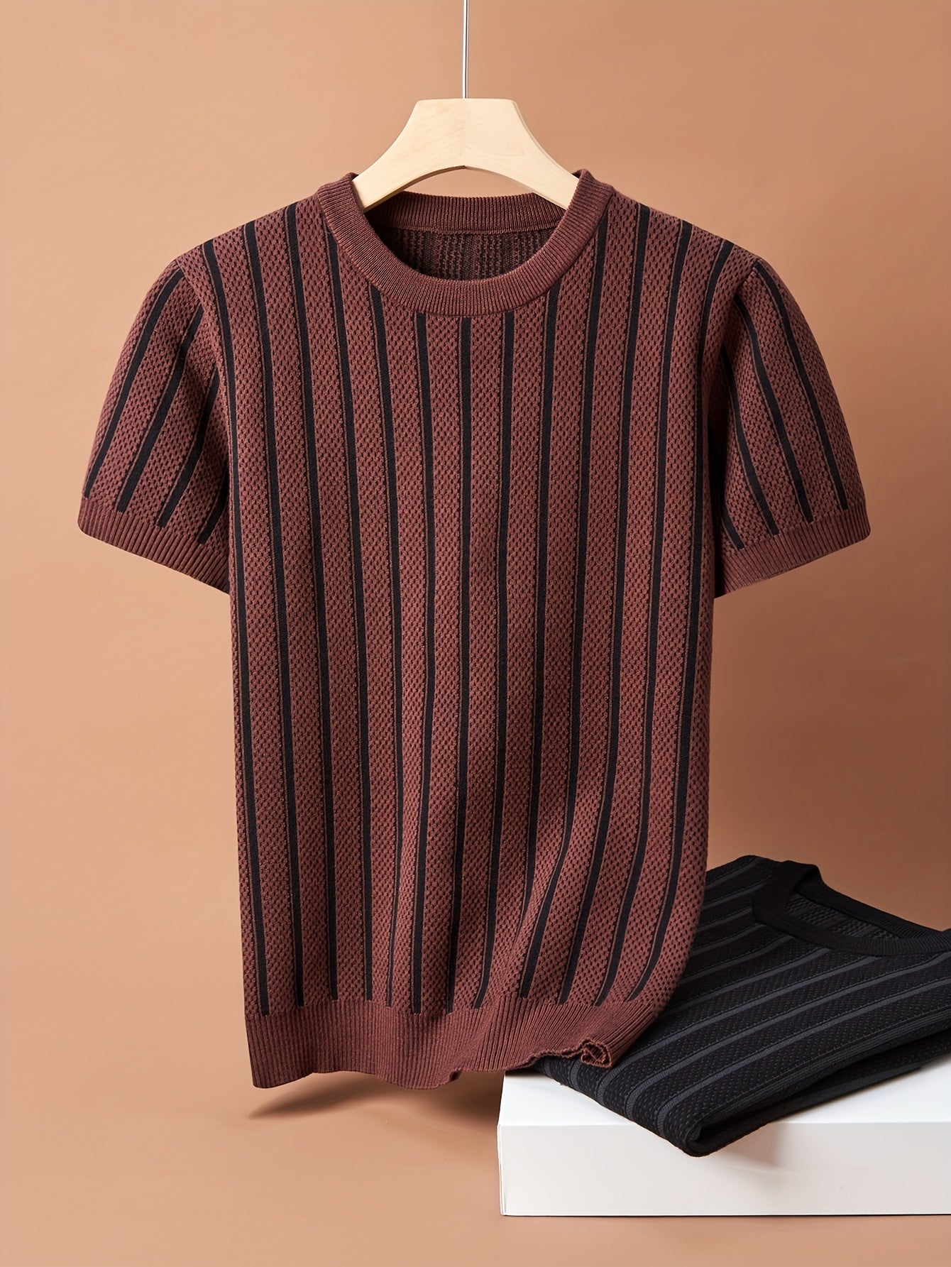 Men's Short-Sleeve Knitted Sweater Crew Neck Fall Winter