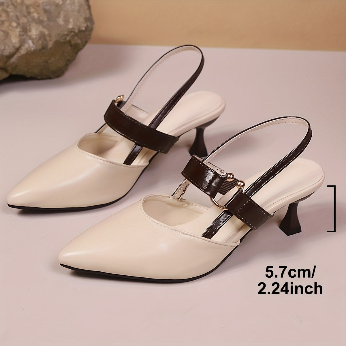 Women's Pointed Toe Kitten Heel Ankle Strap Sandals