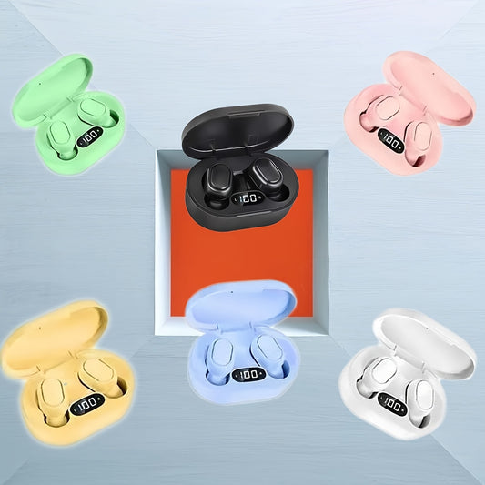 Button-controlled wireless in-ear headphones with LED power display, long battery life and low latency, suitable for daily use, commuting, sports, etc., compatible with multiple devices, first choice for personal use or gift