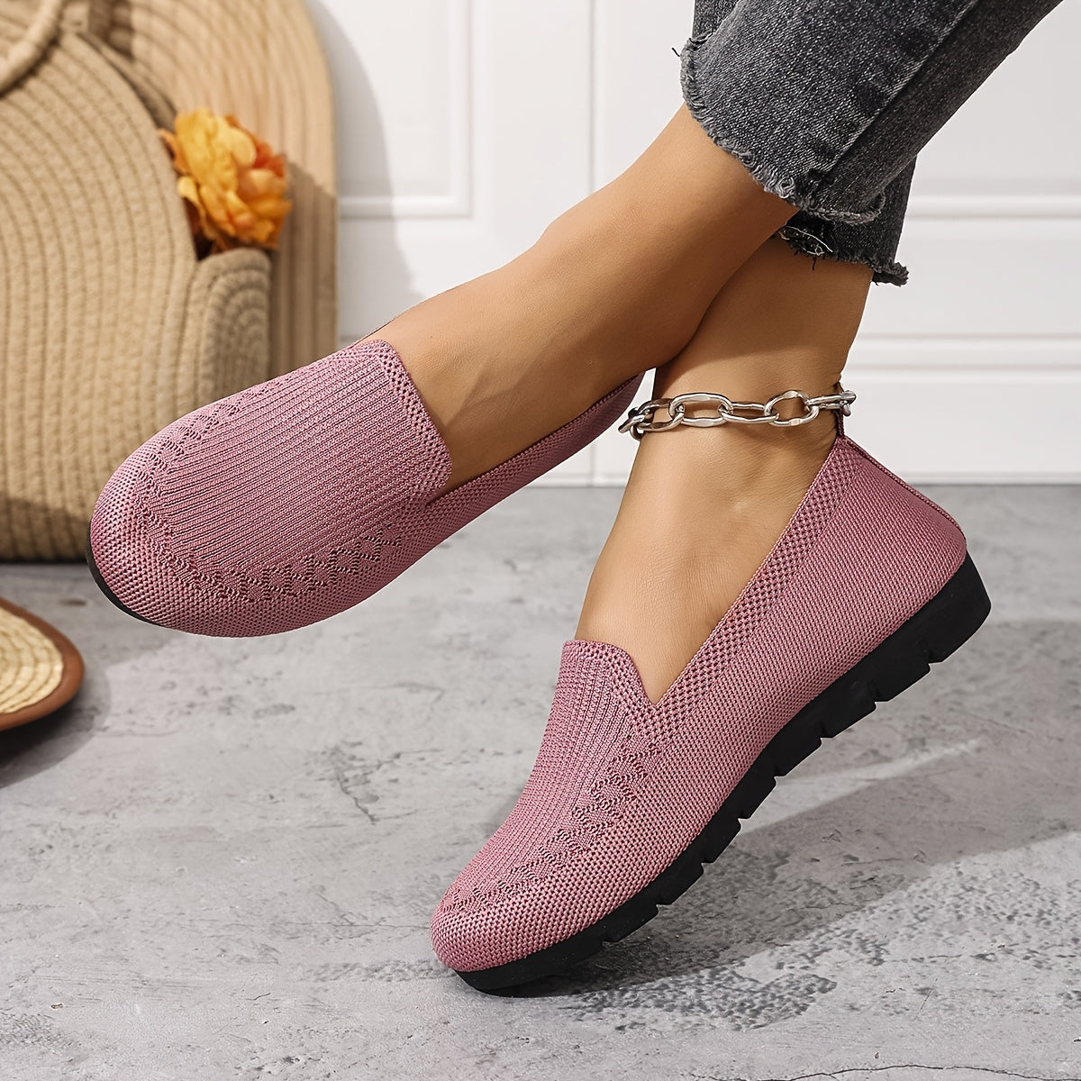 Lightweight Mesh Loafers for Women - Breathable And Easy to Wear, These Comfortable Flat Shoes in Purple Feature a Fabric Upper And Rubber Sole, Ideal for Any Season.
