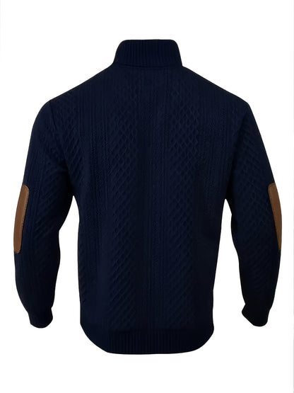 Milan High-Quality New Luxury Men'S Stand-Up Collar Jacquard Knitted Sweater, Casual Long-Sleeve Jacquard Golf Shirt