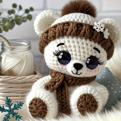 Vioiv 1pc Cute Bear Polar Bear Beginner Animal Doll Crochet Set, Adult Beginner Crochet Set, PDF File with Step by Step Text Tutorial, Dragon DIY Knitting Set, Cute and Humorous Home Decoration Decoration, Birthday and Valent