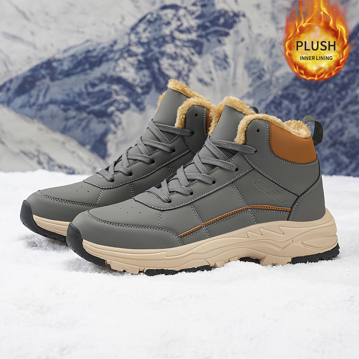 's/Unisex Heavy-Duty Winter/Outdoor/All-Terrain Large Size (Wide Width Available) High-Top All-Terrain Traction Tires, & /TPR Sole, Lace-Up Hiking Boots for Ice, Snow, Mud, Grass - Warm, Casual/Daily Wear (No