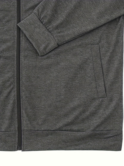 Men's Lightweight Stand Collar Jacket - Olive Green Softshell Zipper Jacket with Pockets, Regular Fit for Spring/Fall Hiking & Casual Outdoor Wear, Hiking Accessories