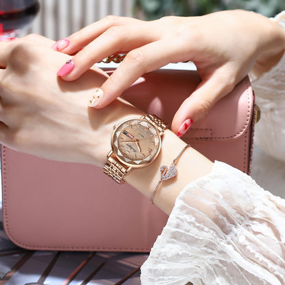 POEDAGAR Women's Luxury Quartz Watch, Luminous with Dual Calendar & Date Display, Stainless Steel Band