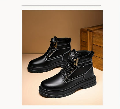 Large Size Men's High-Top Trendy British Style Short Boots Mid-Calf Work Boots Men's Hiking Boots High-Top Casual Shoes Short Boots