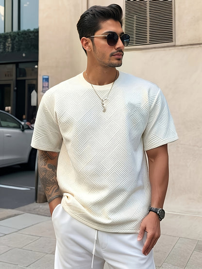 Men's Casual Solid Color Summer Crew Neck Polyester T-Shirt