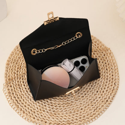 Նորաձև փափուկ դաստակի խաչաձև պայուսակ ամենօրյա գնումների համար, շղթայական ժապավենով կանացի պայուսակ, բազմակողմանի քառակուսի ձեռքի պայուսակ