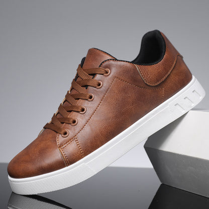 Men's Low-Top PU Sneakers with Cushioned PVC Sole - Minimalist Style