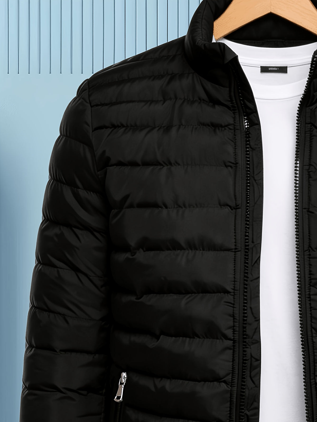 Men's Winter Softshell Jacket with Stand Collar and Zipper