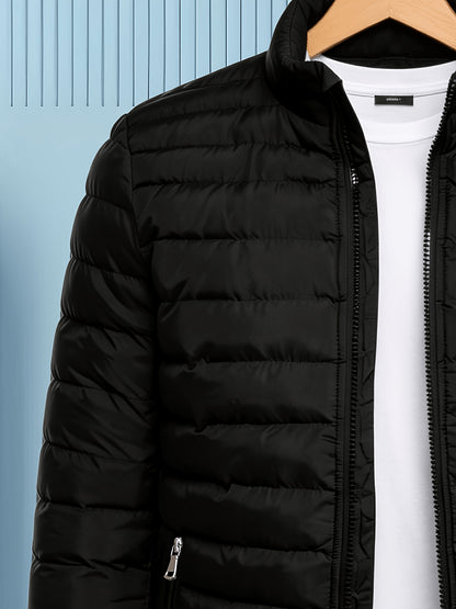 Men's Winter Softshell Jacket with Stand Collar and Zipper