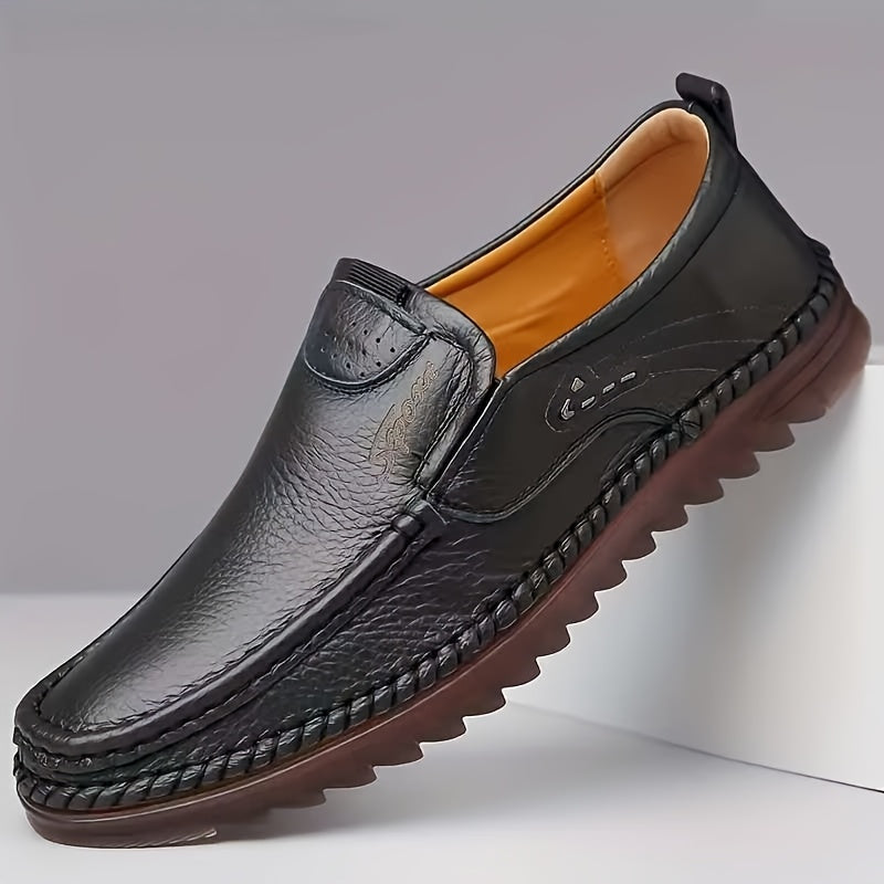 Handcrafted Men's Casual Cowhide Shoes with Soft PU Soles
