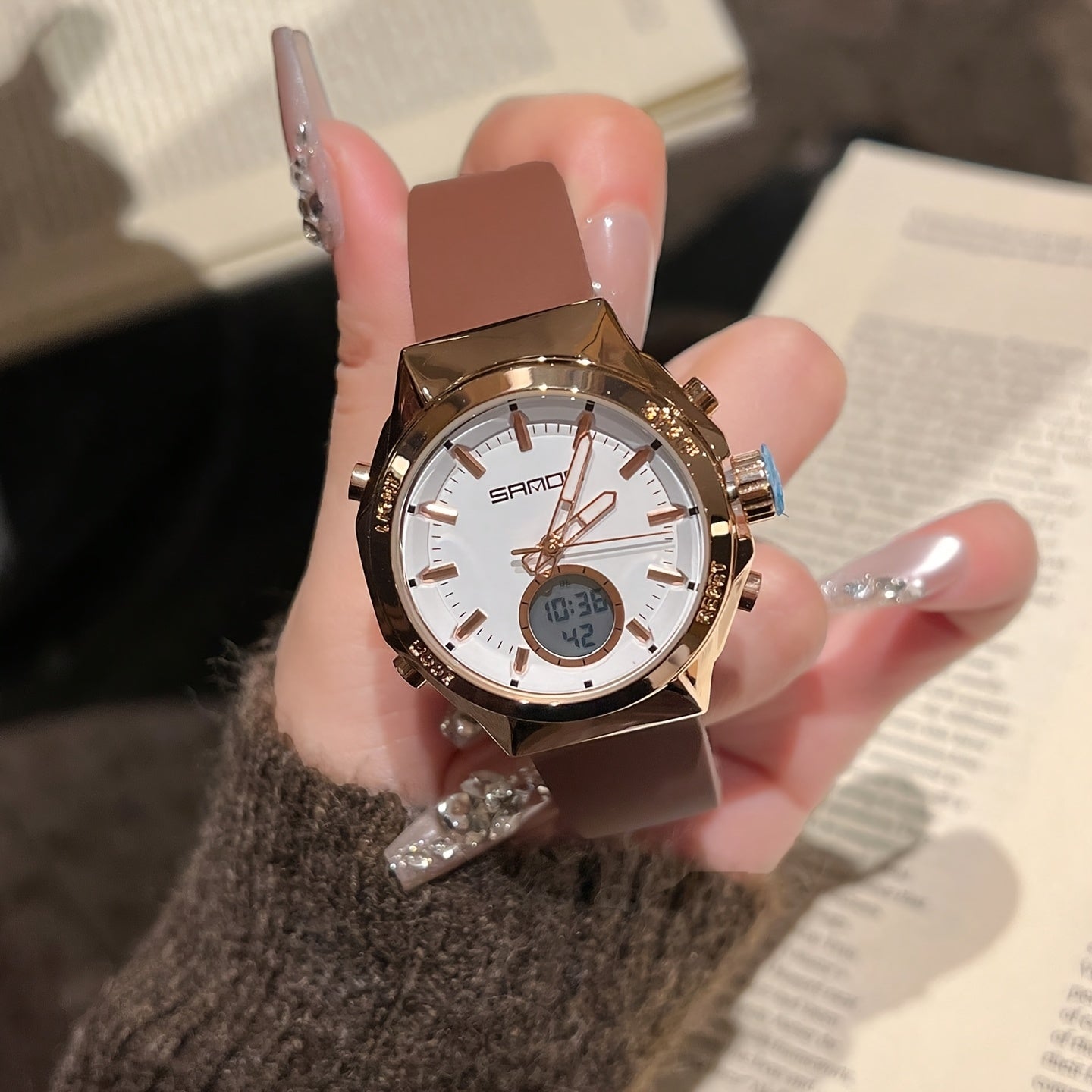 Minimalist Women's Digital Watch with Silicone Band and Alarm