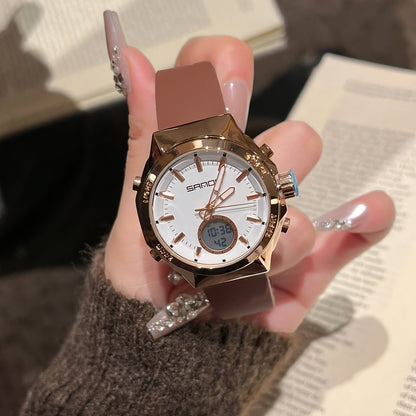 Minimalist Women's Digital Watch with Silicone Band and Alarm