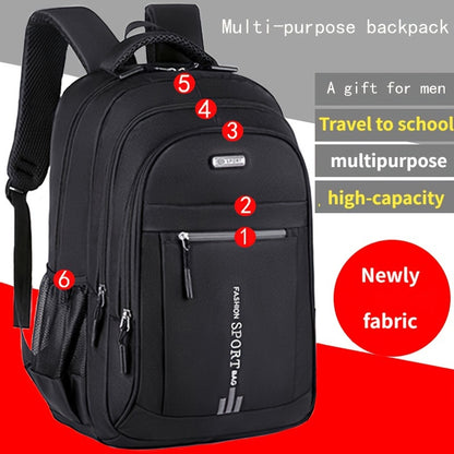 Large Capacity Waterproof Travel Backpack for Men - Durable Nylon, Adjustable Straps, Multi-Compartment Business and School Bag, Black, Backpack for Travel