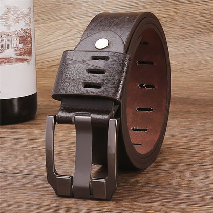 This Men's Belt and Wallet Set Features a Belt Crafted from Textured PU Leather with a Stainless Steel Buckle. Its Minimalist Design Suits Various Occasions, Combining Refined Texture with a Practical Shape. This Stylish and