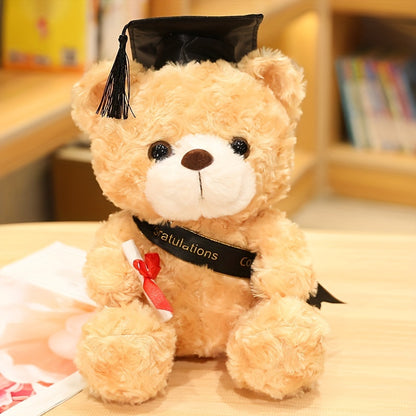 1 Graduation Bear Plush Toy, 23cm/9.1in, Two Colors Available. Ideal as a Gift for Halloween, Thanksgiving, Christmas, New Year, Valentine's Day, Mother's Day, Carnival, Easter, and Graduation Season. Suitable for Living Room