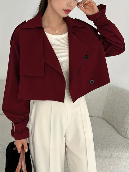 Կանացի էլեգանտ միագույն կարճ քամուց պաշտպանիչ բաճկոն - թեթև, բազմակողմանի վերնազգեստ առօրյա և պաշտոնական հանդերձանքի համար, հեշտ խնամքի համար՝ ձեռքով լվացում/քիմմաքրում, դիմացկուն գործվածք