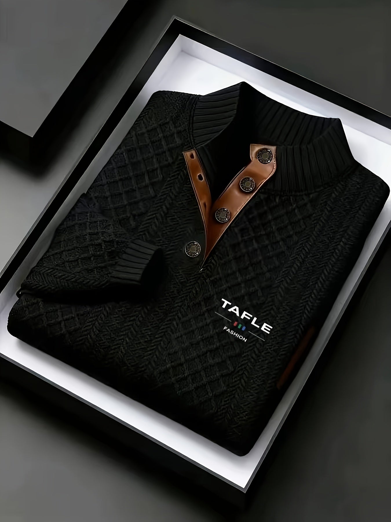 Milan High-Quality New Luxury Men'S Stand-Up Collar Jacquard Knitted Sweater, Casual Long-Sleeve Jacquard Golf Shirt