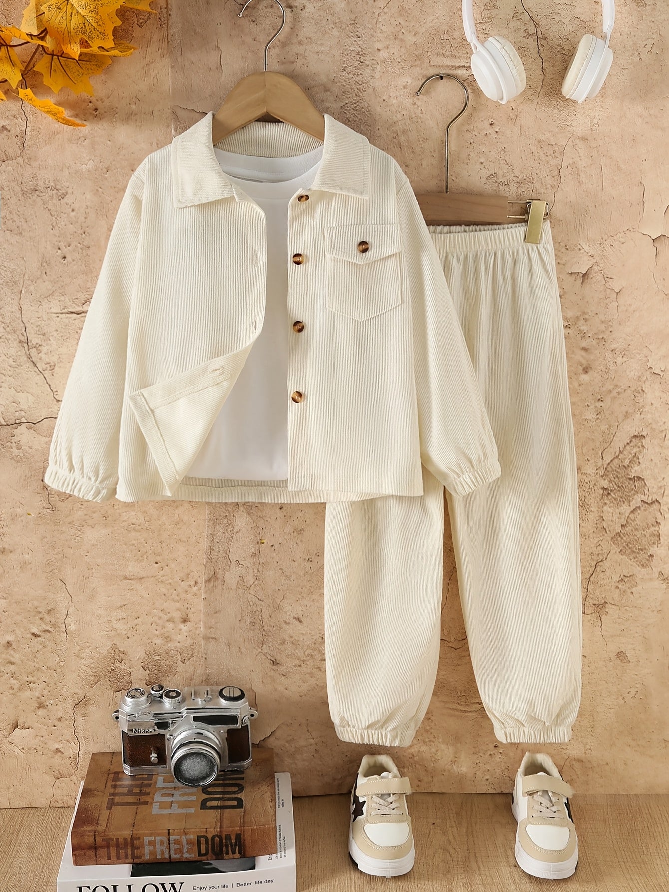 Boys' Casual Corduroy Set with Long-Sleeve Jacket & Pants