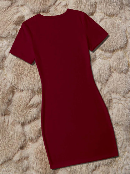 Women'S Elegant 2026 New Year Print Maxi Dress - Short Sleeve Round Neck Long Dress with Happy New Year 2026 Design, Vibrant Pink & Golden Sparklers & Confetti, Casual Party Outfit For Christmas, New Year'S Eve, Or Everyday W