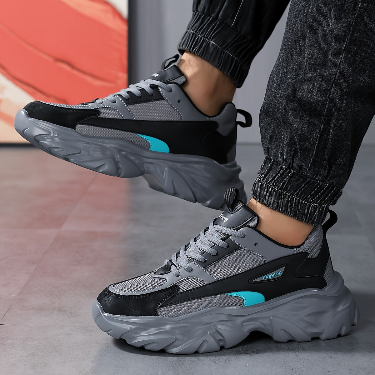 Men'S Comfortable And Breathable Casual Thick-Soled All-Season sneakers, Lightweight Outdoor Trendy Versatile Front-Laced Running Shoes - ayq