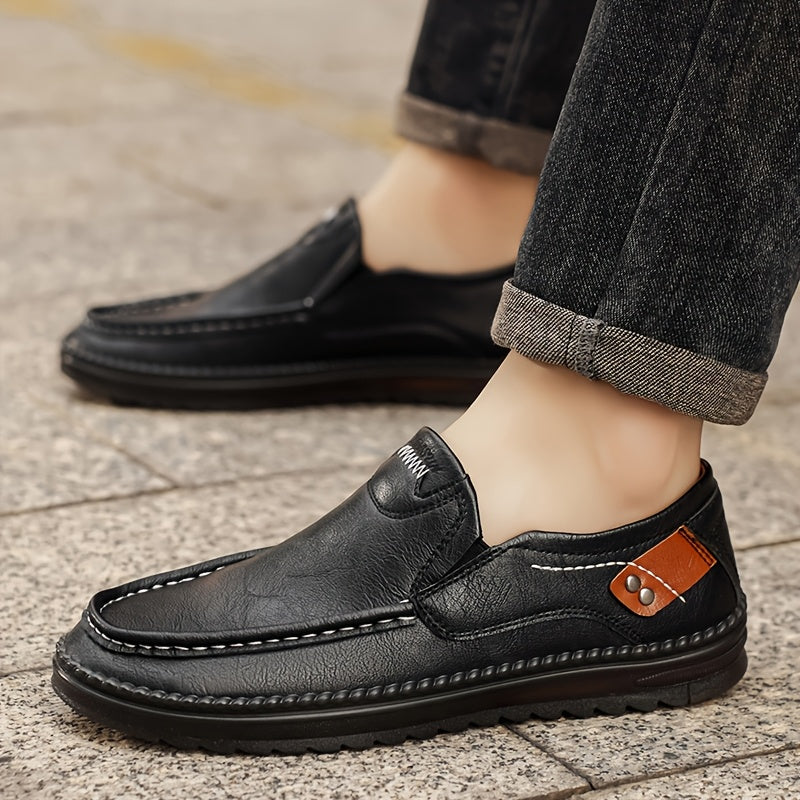 Men's Retro British Slip-On Sneakers - Casual Low-Top Shoes