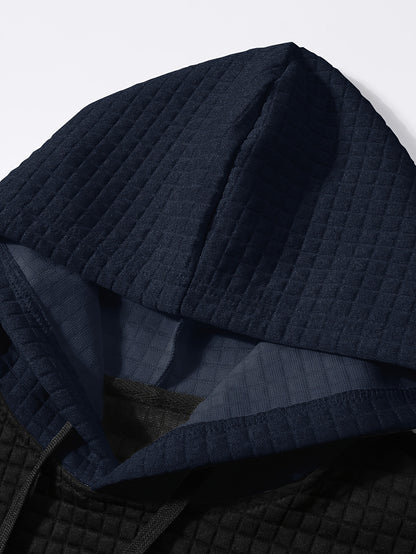 Նորաձև գլխարկով սվիտեր | Տղամարդու առօրյա սվիտեր թեթևակի ձգվող գործվածքից, երկար թևքերով, գրպանային դետալներով, միագույն նախշերով՝ գարուն/աշուն