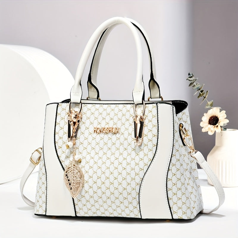 Women's Elegant Quilted Tote Bag with Removable Strap - Faux Leather