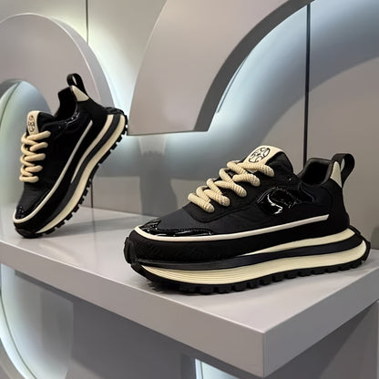 Men's Slip-Resistant Solid Color Sneakers - Low-Top Lace-Up Shoes Suitable for Casual, & Daily Wear - Comfortable Cushioned Sole, PVC Outsole, Year-Round Versatile Sneakers - ayq
