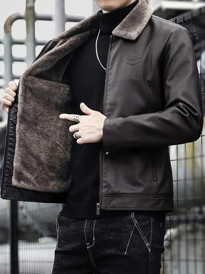 Siji Dou OBM տղամարդու վերարկու, նոր աշնանային/ձմեռային բրդյա ծածկույթով բաճկոն՝ արհեստական ​​մորթուց օձիքով, նորաձև առօրյա բաճկոն տղամարդկանց համար