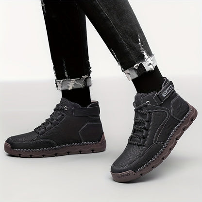 Men's Business Casual High-Top Boots with Rubber Sole