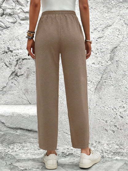 Women's Casual Straight-Leg Drawstring Pants with Pockets