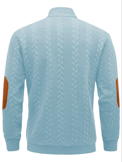 Men'S Light Blue Quilted Zip-Up Jacket - Casual Fall/Winter Outerwear with Stand Collar, Long Sleeves, and Front Pockets, Perfect for Casual Attire, Autumn Winter Apparel | Quilted Texture Jacket | Zippered Jacket