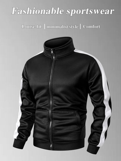 Men's Slim-Fit Full-Zip Softshell Jacket with Stand Collar
