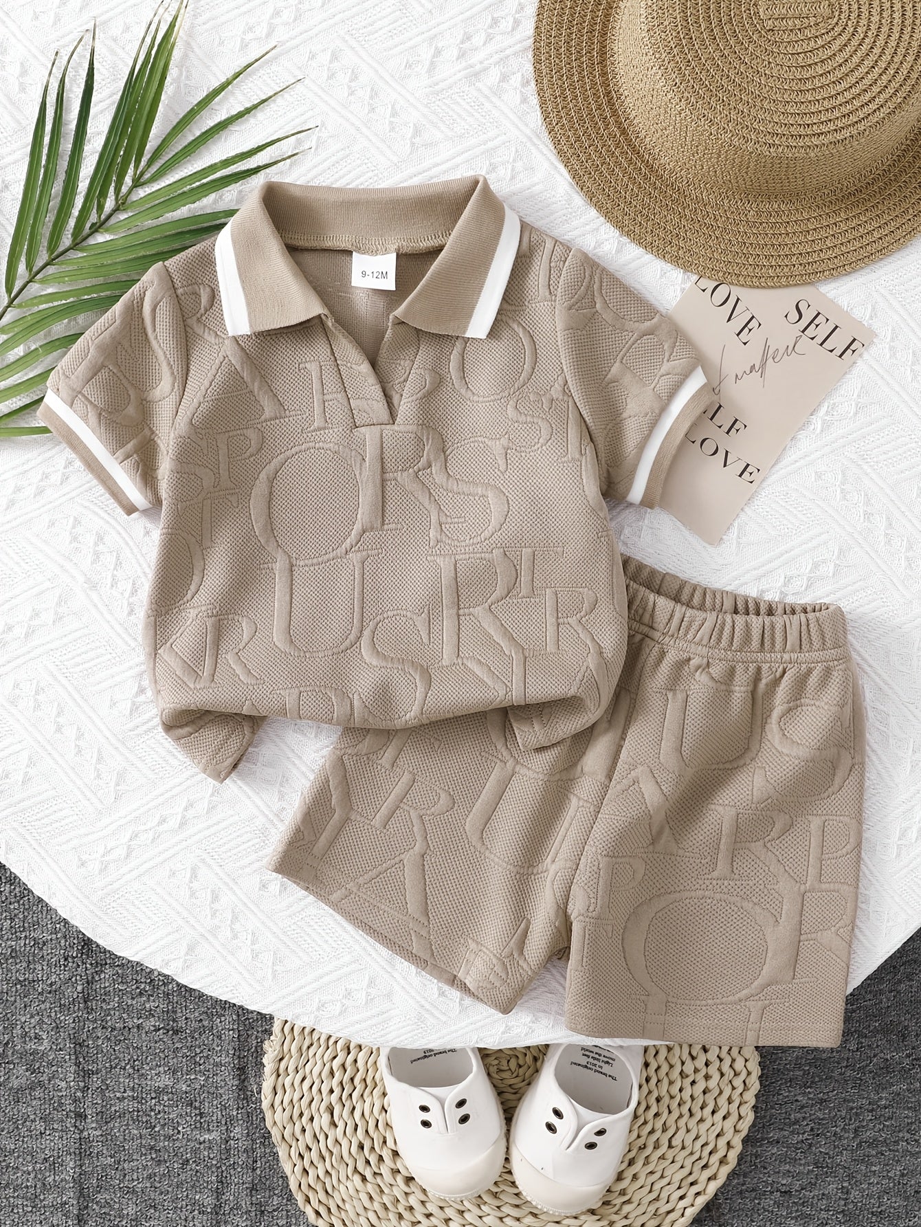Baby Boy Lapel Shirt & Khaki Shorts Set Summer Casual Knit