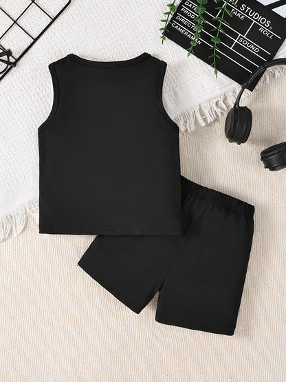 Boys' Casual Tank Top and Shorts Set, Lightweight Polyester