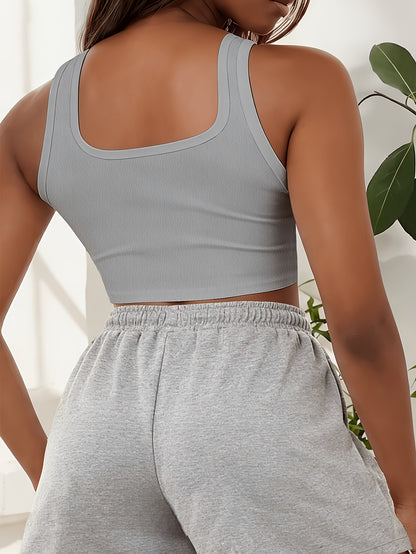 Buttery-Soft Crop Tank & Drawstring Shorts Set for Casual Comfort