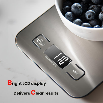 1pc High-Precision Digital Kitchen Scale, 22lb/10kg Capacity, Stainless Steel with LCD Display, Tare Function, Easy Clean, 6 Unit Measurements (g, oz, lb, kg, lb-oz), Ideal for Baking, Cooking, Coffee, and Packaging
