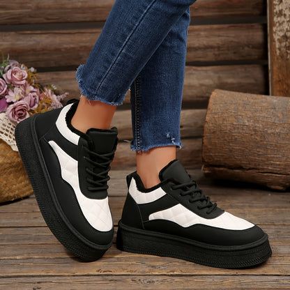 Women's Thick-Sole Winter Boots with Non-Slip Rubber Outsole & Warm - Round Toe Lace-Up Snow Shoes for Dresses, Jeans & Casual Outfits, Lightweight Winter Boots For Women, Snow Boots For Women, Boots For Women Snow, Boots For