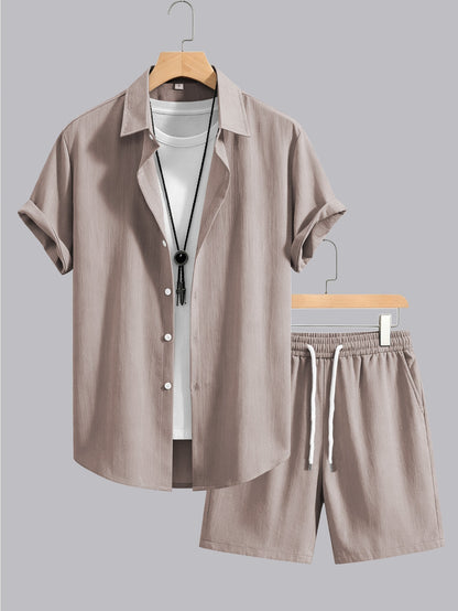 Men's Summer Casual Shirt & Shorts Set - Lightweight, Breathable