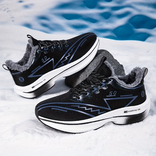 Men'S Winter Snow Sneakers - Warm Fleece Lined Thermal Insulation, Non-Slip TPU Sole with Carbon Fiber Support, Low-Top Lace-Up Winter Boots with Arch & Cushioned Insole, All-season Outdoor Hiking, Snow Walking, Daily Winter