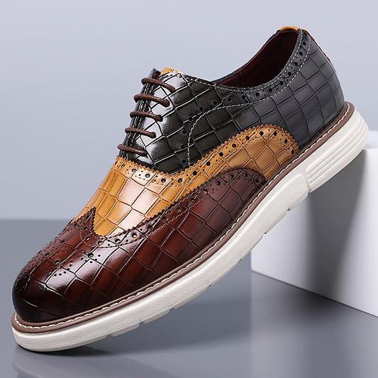 Vintage Color-Block Lace-Up Shoes with Lightweight EVA Sole - ayq